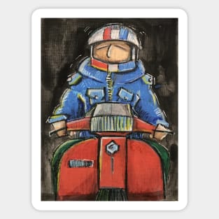 Retro Scooter, Classic Scooter, Scooterist, Scootering, Scooter Rider, Mod Art Sticker